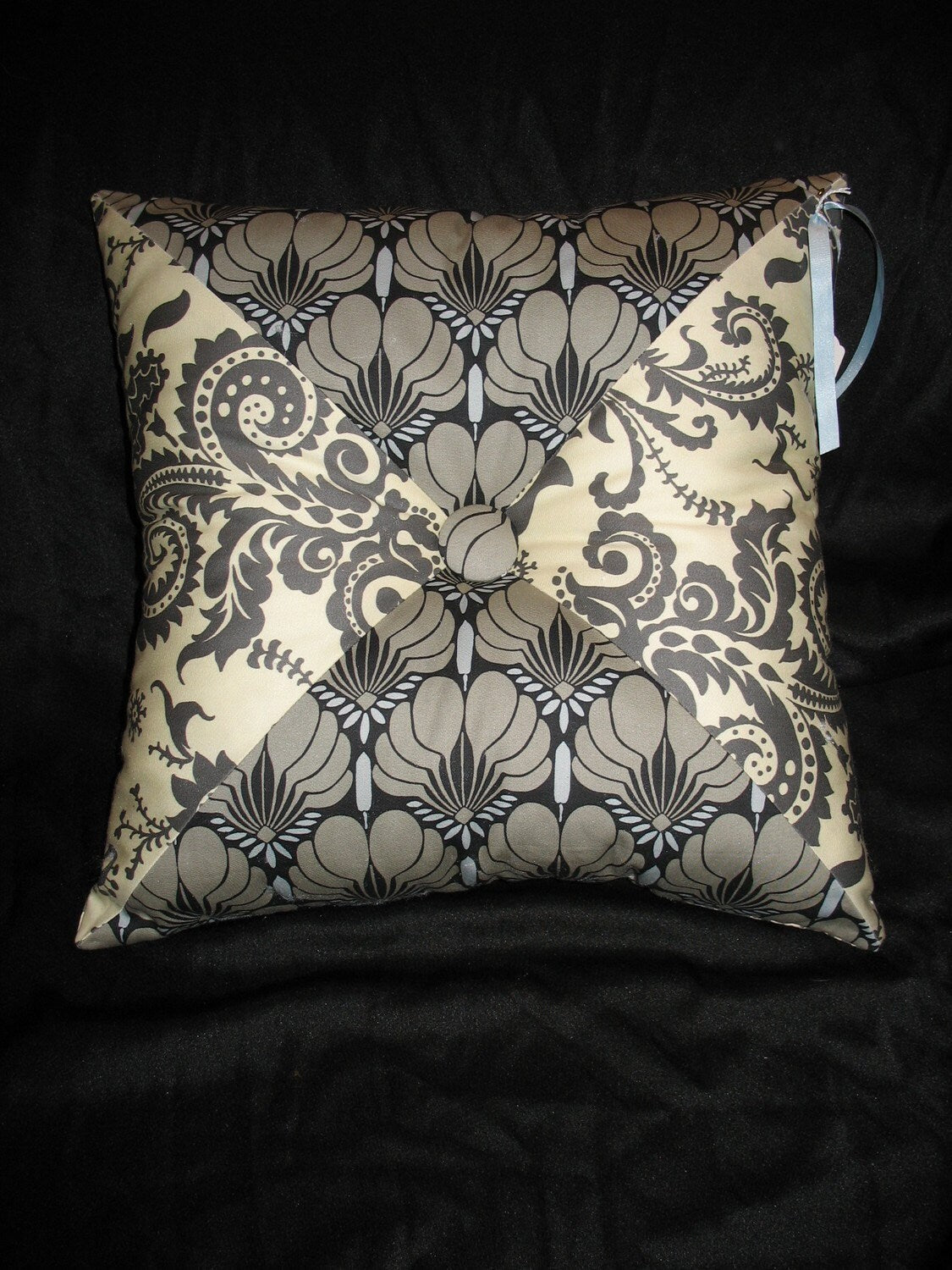 Pillow - Grey, White, Lt Blue Multi Pattern Pillow