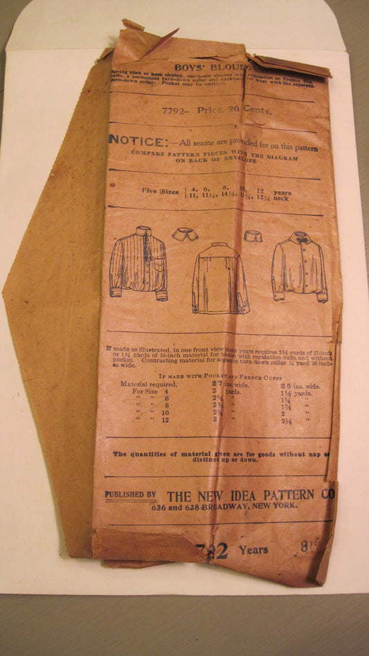 Vintage Sewing Pattern - Boy's Shirt 1920's