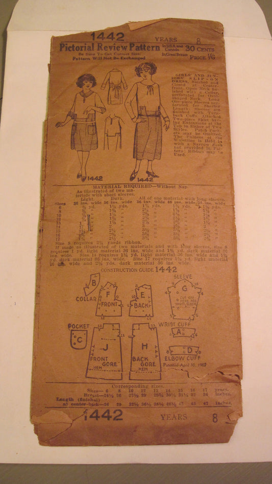 Vintage Sewing Pattern - Girl's Dress 1920's