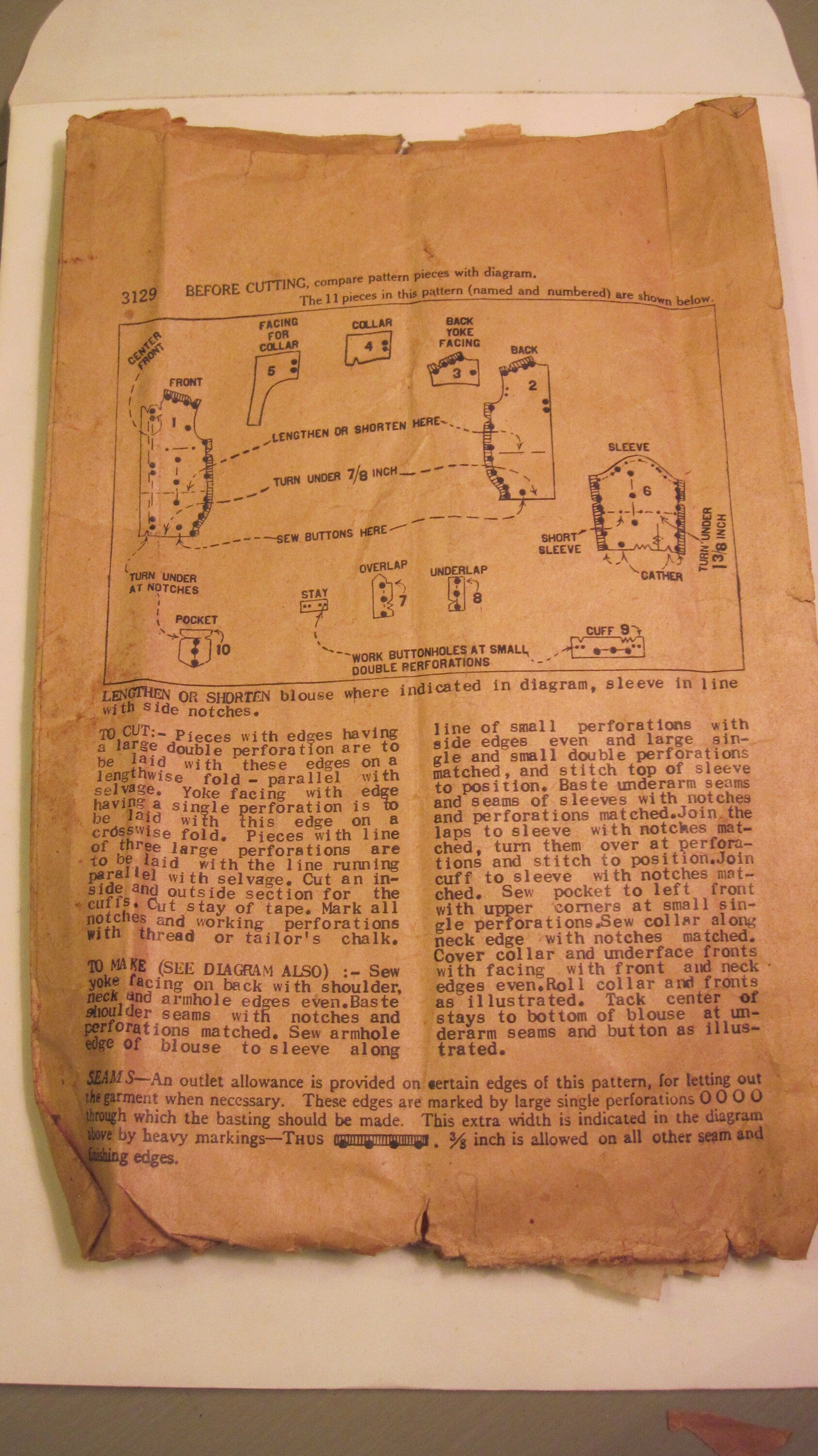 Vintage Sewing Pattern - Boy's Shirt 1920's
