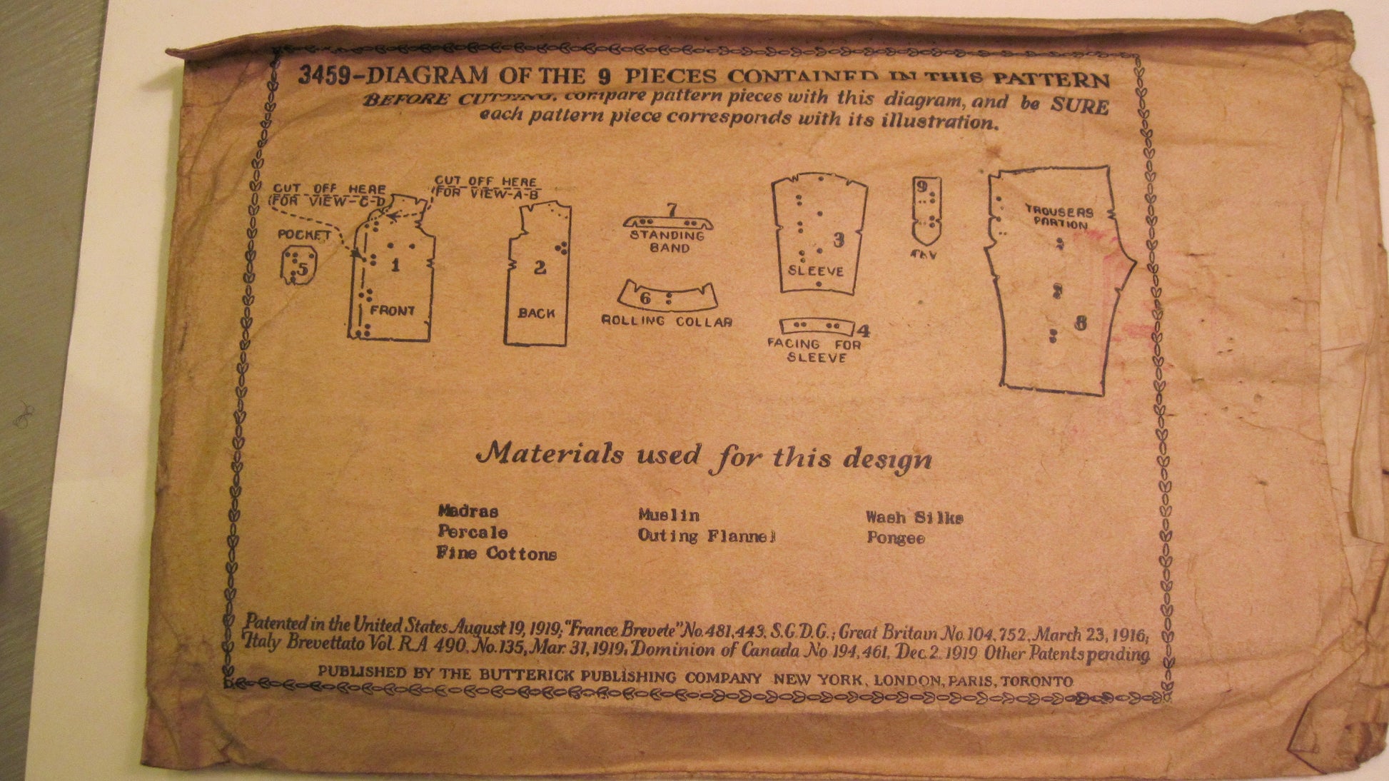 Vintage Sewing Pattern - Butterick - Boy's Pajamas 1920's