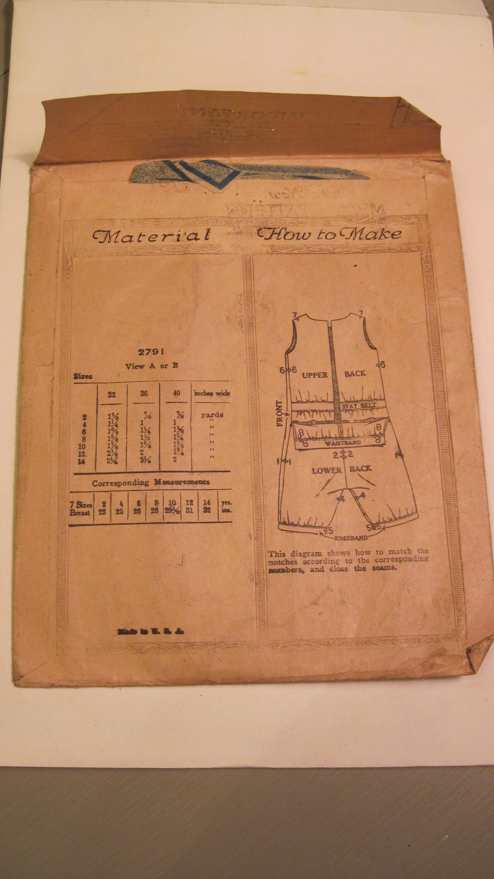 Vintage McCall's Sewing Pattern - Girl's Undergarments 1920's