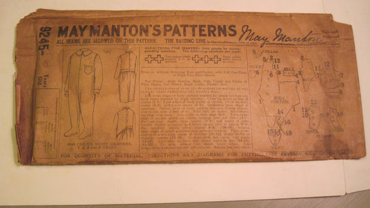 Vintage Sewing Pattern - Child's Night Drawers - 1920's