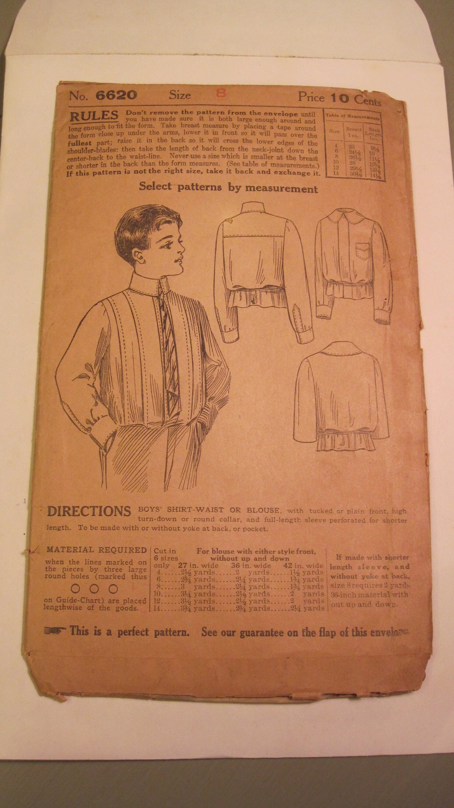 Vintage Sewing Pattern - Boy's Shirt 1920's