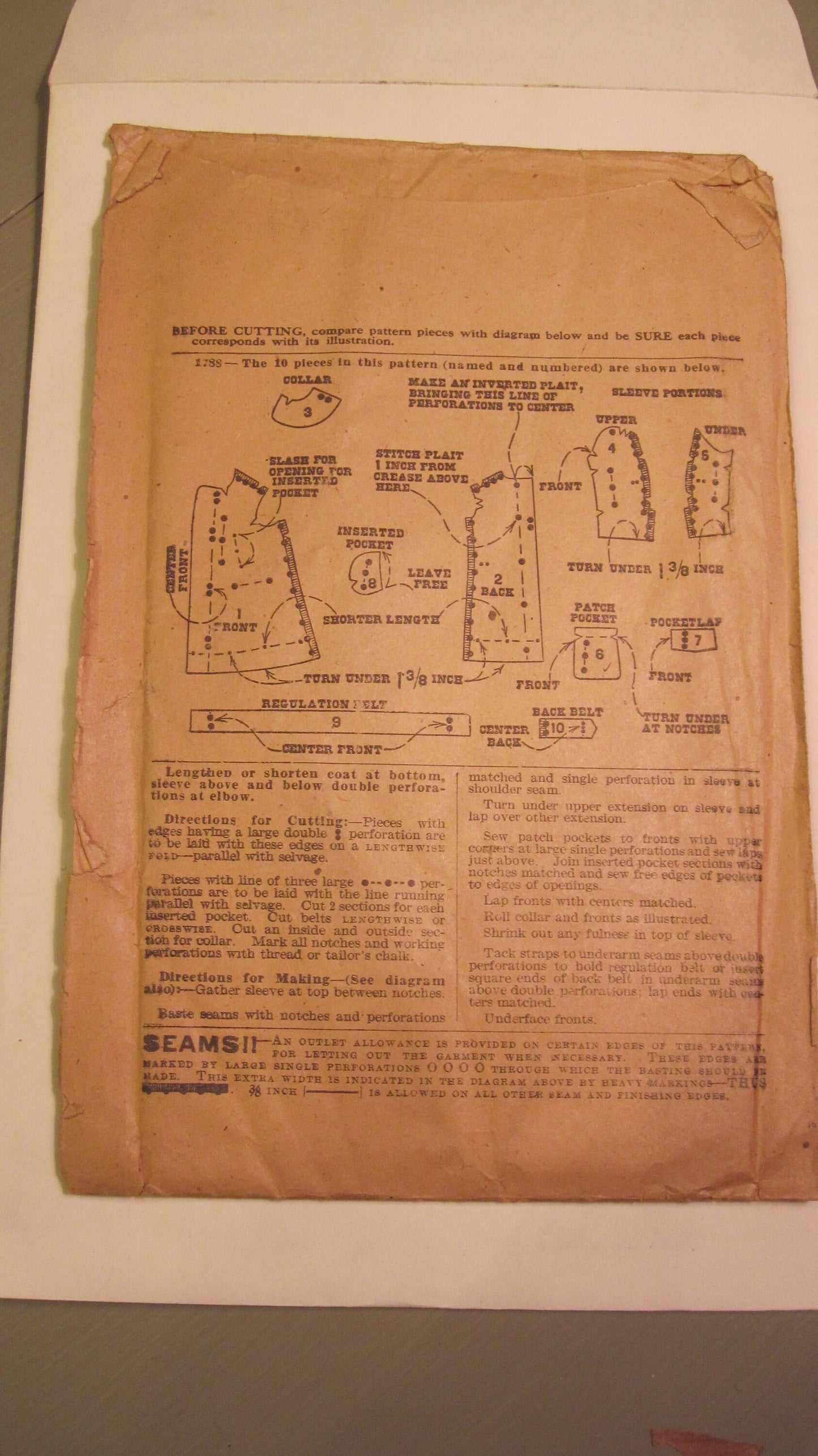 Vintage Sewing Pattern - Boy's Overcoat 1920's