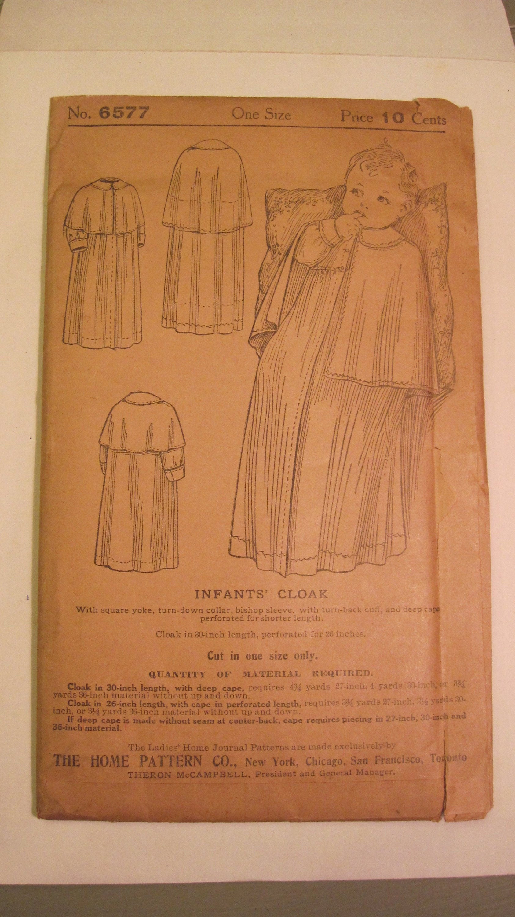 Vintage Sewing Pattern - Infants' Cloak
