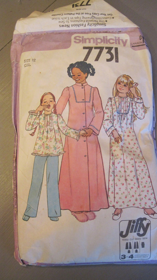 Girl's Jiffy Robe, Nightgown, and Pajamas Size 12