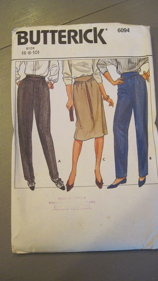 Womens Pant & Skirt Sewing Pattern Misses Size 6-10