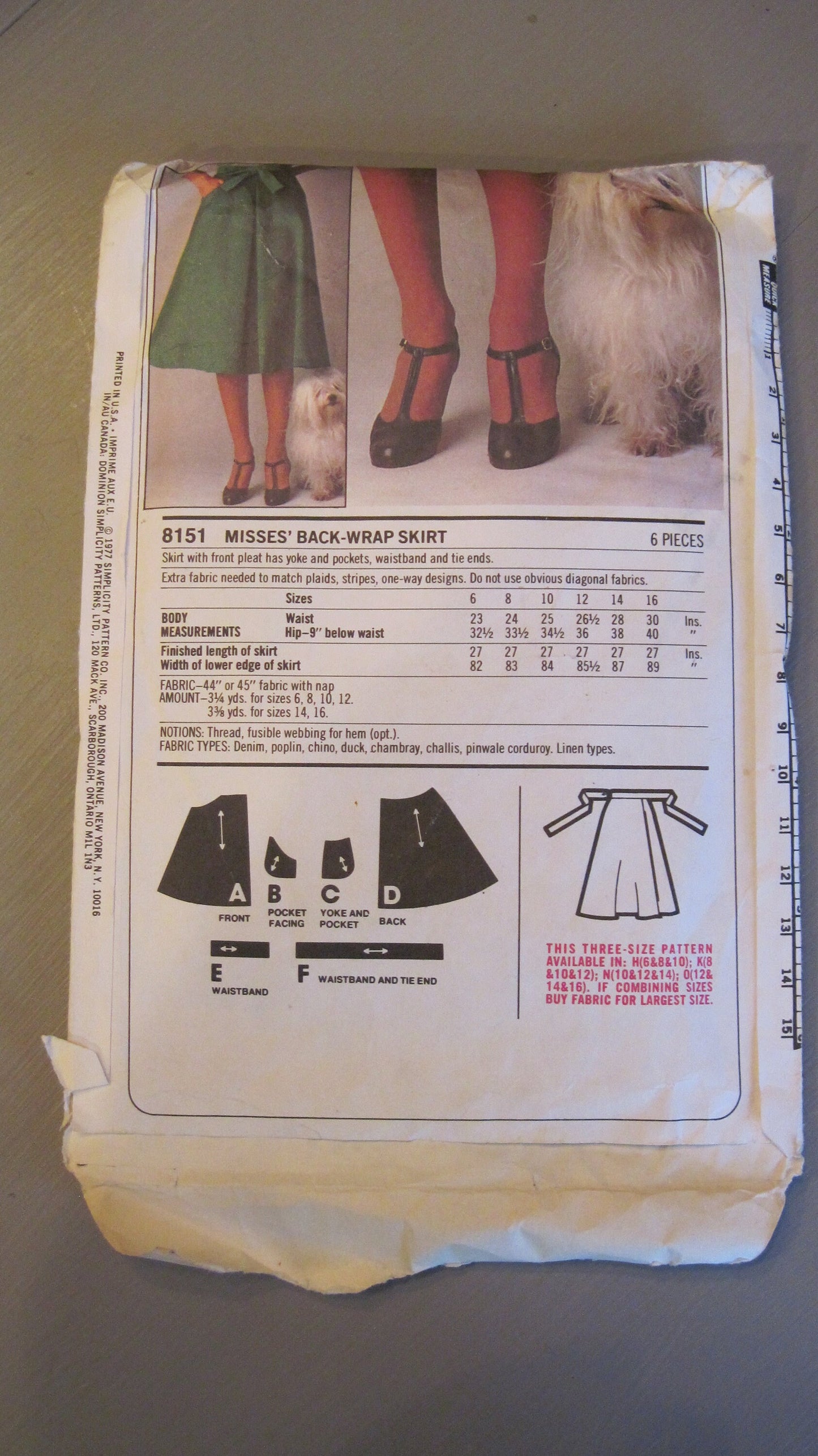 Vintage Wrap Skirt Simplicity, Miss Size 12-16