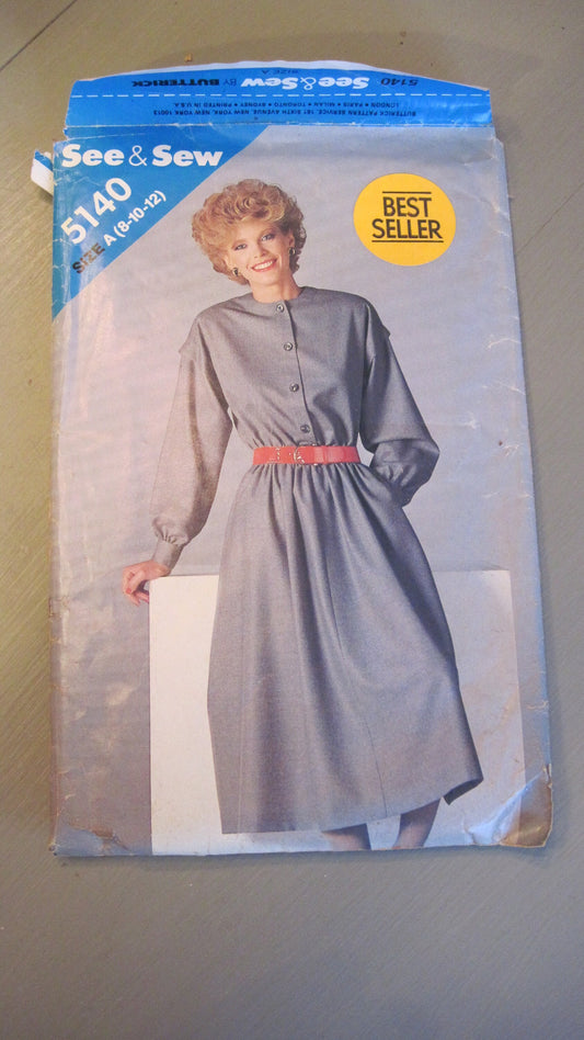 Vintage Sewing Pattern, Women's Dress Size 8-12 1980's