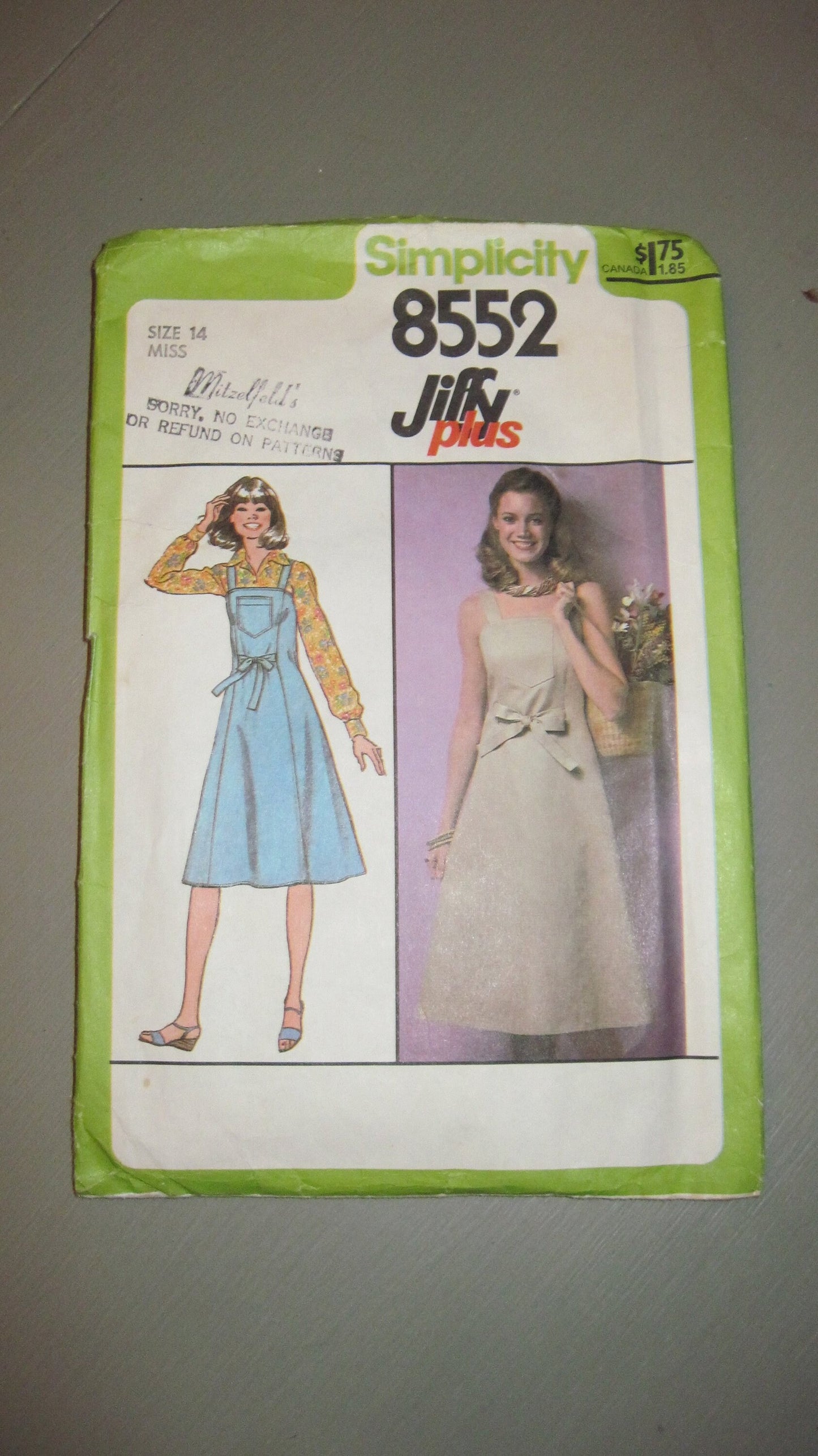 Vintage 1970's Wrap Dress Pattern, Simplicity, Size Miss 14