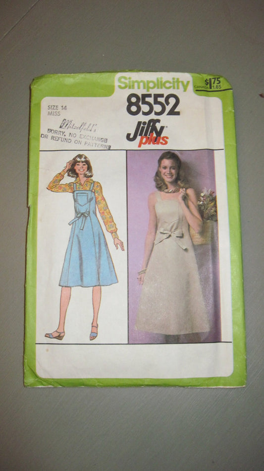 Vintage 1970's Wrap Dress Pattern, Simplicity, Size Miss 14