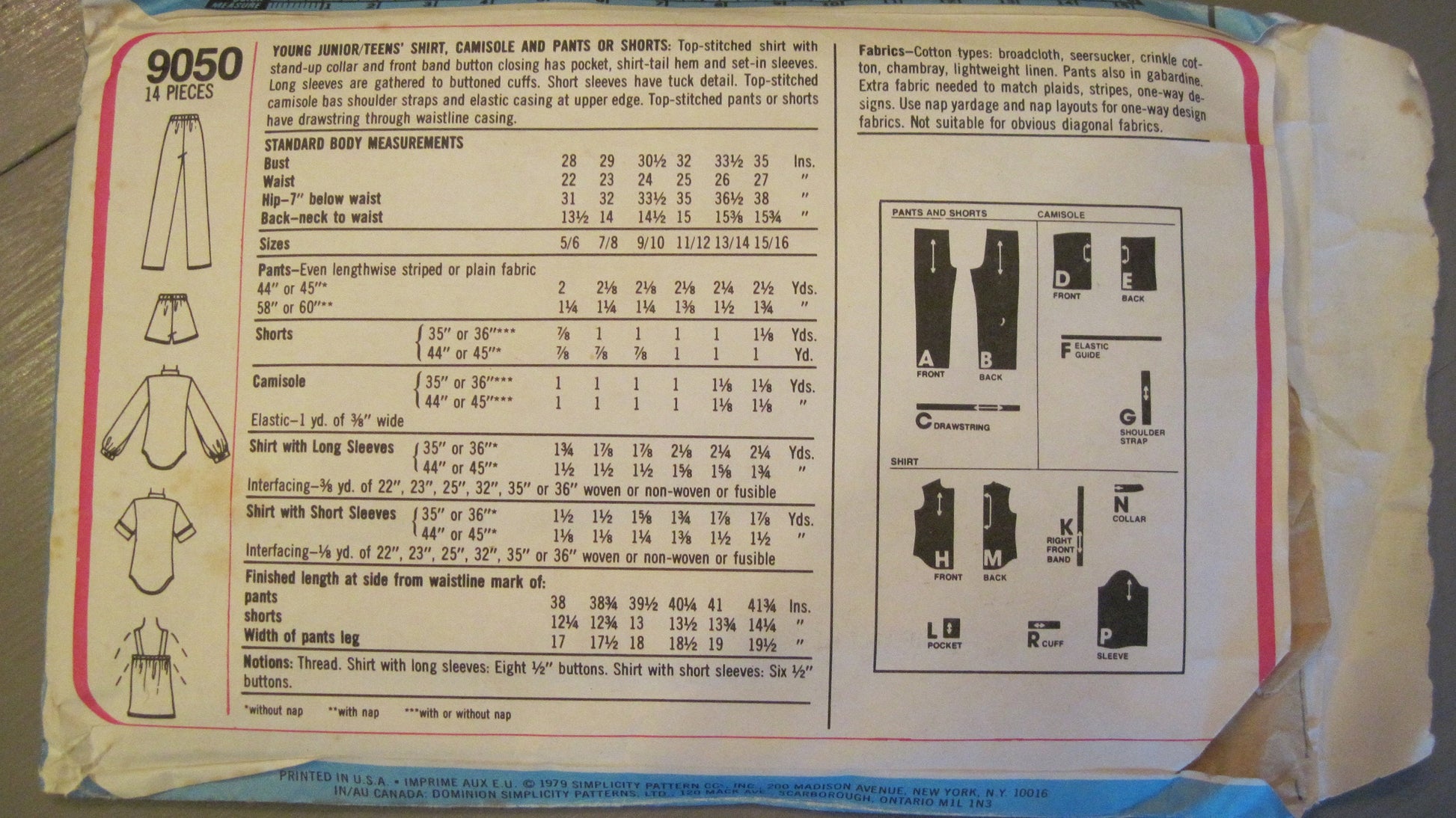 Skirt, Camisole, Pants or Shorts - Young Teen Size
