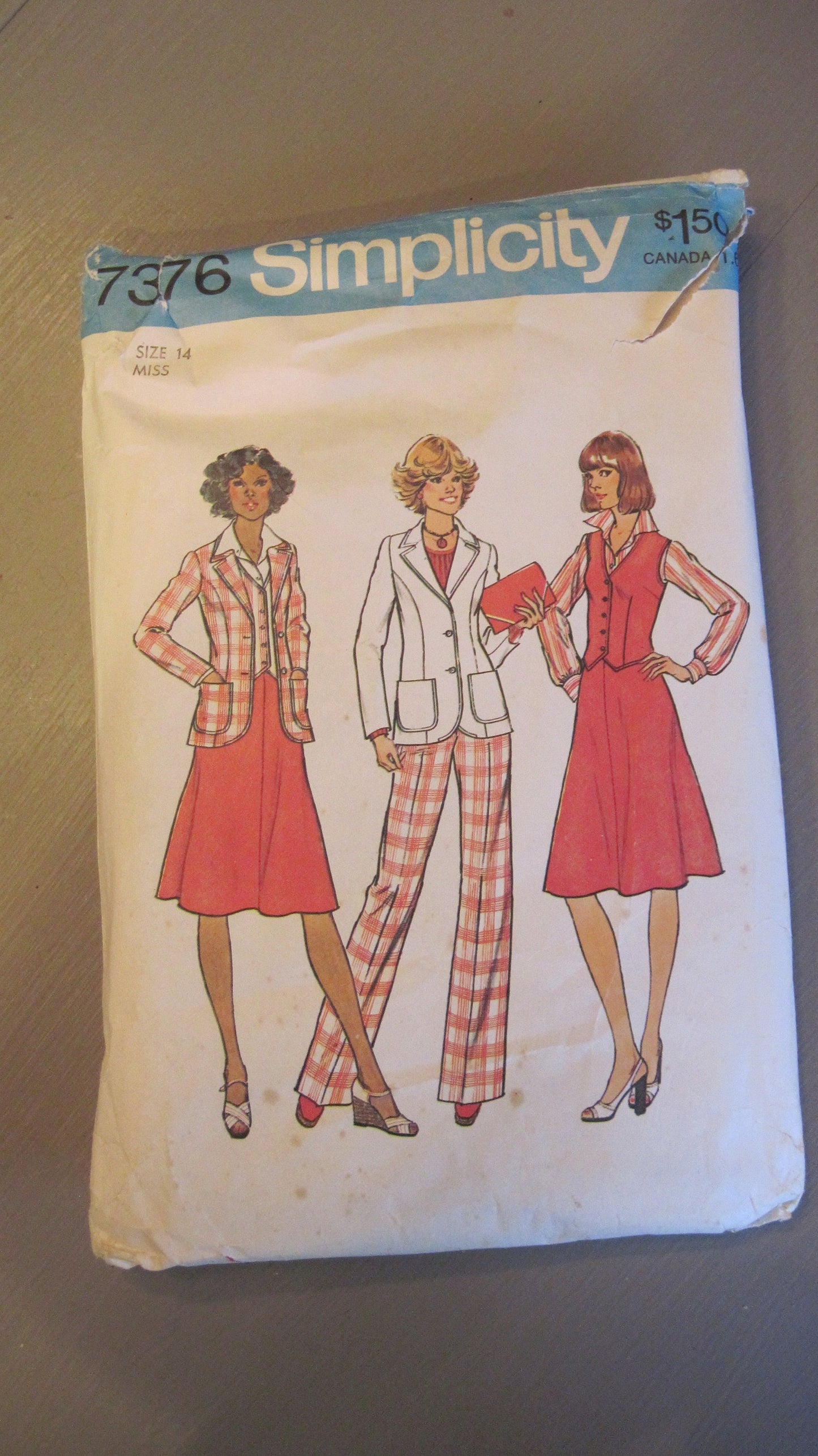 Vintage Simplicity Pattern - Unlined Jacket, Vest, Skirt, and Pants- Size Misses 14