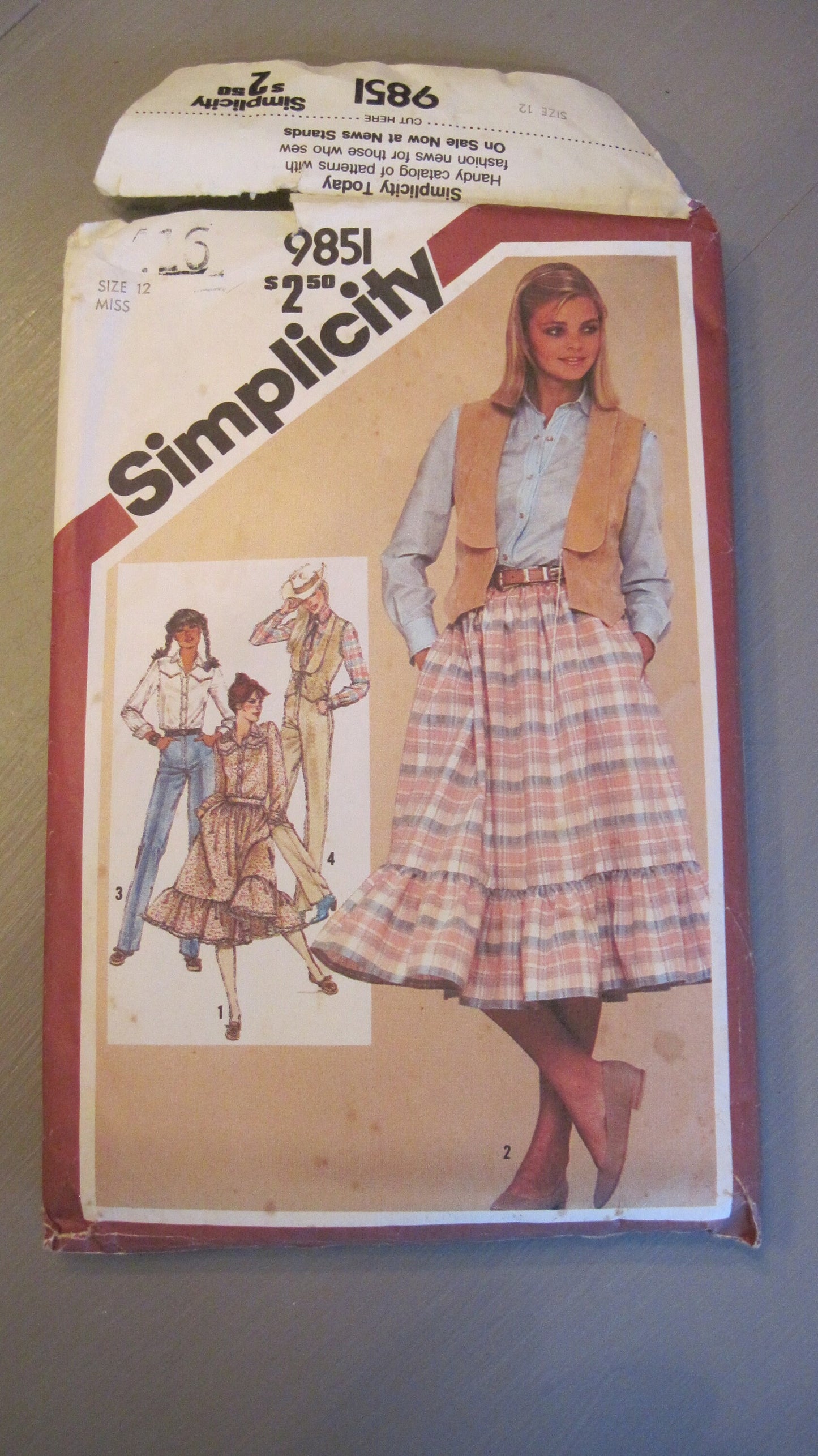 Vintage Sewing Pattern, Western Costume- Misses Size 12